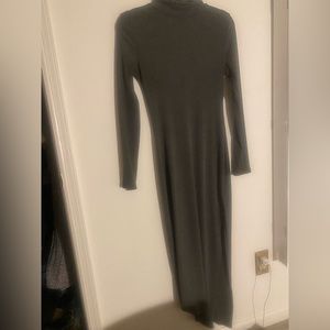 Turtleneck slit asymmetrical dress